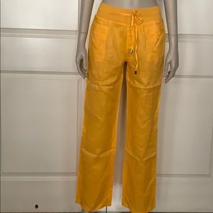 Orange Caramel 100% Linen Drawstring Beach Pants